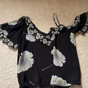 STATE Black Floral Women's Blouse